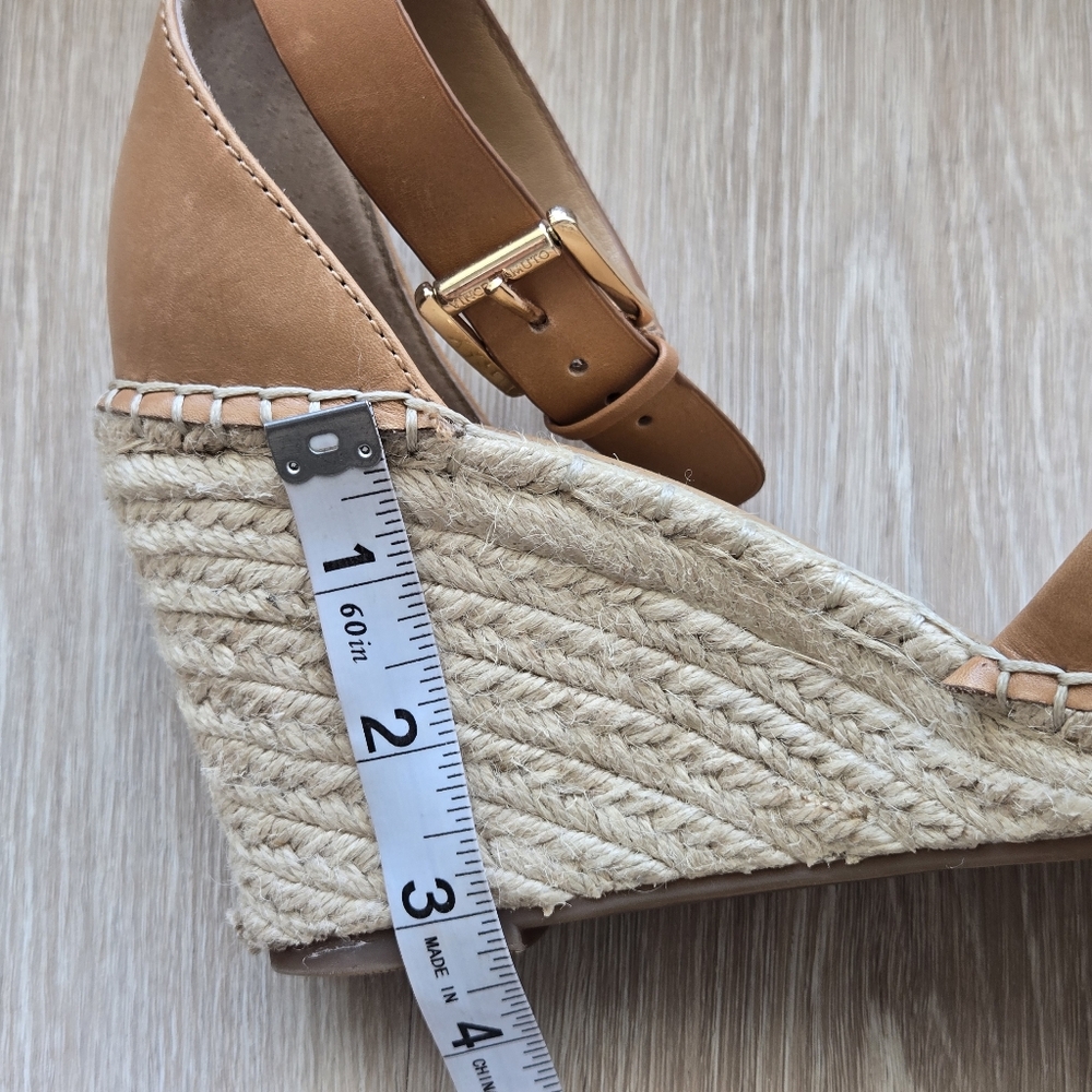 Vince Camuto Tan Brown Leather Espadrille Wedges Venerly Ankle Strap size 10 - Picture 15 of 16